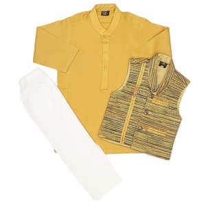 Costume shalwar pour garçons - Couleur moutarde - Product Image 3