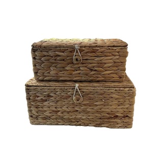 Cesta de almacenamiento de jacinto de agua rectangular de Estilo Vintage OEM, cajas domésticas multifuncionales flexibles naturales sostenibles, ¡a la venta! - Product Image 5