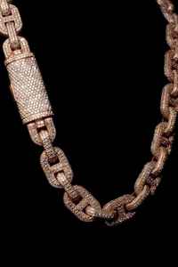 Chaîne cubaine en or rose rhodié de luxe sertie de diamants avec moissanite VVS, bijoux hip-hop orthodoxes, collier, cadeau de fête - Product Image 4