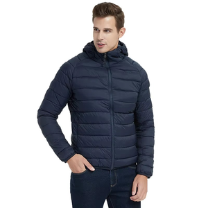 Blouson d'hiver en duvet de coton à fermeture éclair pour hommes avec capuche pour homme - Product Image 1