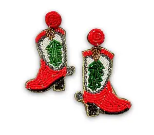 Best Quality Seed beads Embroidery Christmas earrings Festive designs Handcrafted earrings Beadwork accept custom Design logo