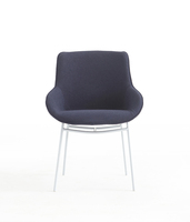 Chaise longue bleue avec siège en mousse moulée, base en métal, style moderne, pour chambre à coucher, salon, hôtel