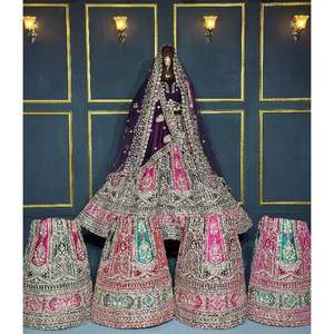 Royal Rajwadi moderne Simple robe de bal robe de mariée haute mariée Lehenga matériaux floraux demoiselle d'honneur mère mariée parole longueur - Product Image 3