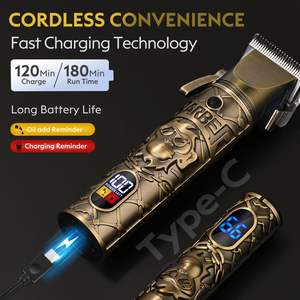 Cortadora de Pelo Profesional Inalámbrica con Cuchilla en T, Recortadora Multifuncional con Ajuste a Cero, Pantalla LED, Batería Recargable Tipo-C, para Cuidado Personal - Product Image 3