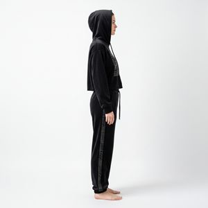 Sweat à capuche personnalisé pour femme en velours épais uni, imprimé, style Y2K, respirant, écologique, à séchage rapide, avec pantalon large à jambes larges - Product Image 3
