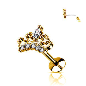 Bijoux de <span class=keywords><strong>piercing</strong></span> sans fil pour les lèvres et le ventre en acier inoxydable 16g vente en gros clous de nez à dos plat <span class=keywords><strong>Labret</strong></span> à poussoir pour femmes - Product Image 5