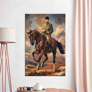 Toile imprimée élégante : Art d'Atatürk à cheval, Décoration turque moderne, TOILE ENVELOPPEE - Product Image 1