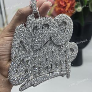 Colgante Unisex de Plata de Ley 925 con Baño de Rodio, con Diamante Redondo de Moissanita VVS, Estilo Hip Hop, Brillante, Ideal para Regalo - Product Image 3