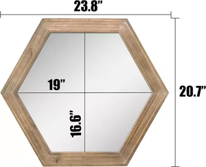Azora Industries Modern Wall <b>Mirror</b> Rustic Farmhouse Decor with Natural Wood Frame and Attached Hanging <b>Bracket</b> - Product Image 4