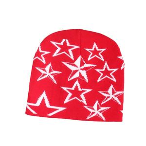 Bonnet en tricot jacquard doux et confortable avec motif étoile Casquette d'hiver chaude unisexe Chapeau de ski à la mode pour hommes et femmes - Product Image 3