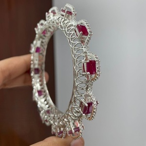 Designer Silver Finish Premium Quality CZ <b>Stones</b> Look <b>Bracelet</b> for Wedding and Engagement Collection Party Wear For Women - Product Image 1