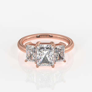 Bague à trois pierres en diamant de laboratoire taille Radiant, or 18 carats, motif géométrique, certifiée IGI, bijoux fins, rhodiée, pour fiançailles et promesse - Product Image 6