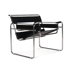 Chrome Frame Chair Moderne, vom Bauhaus entworfene Signature-Stühle Glatter und robuster Leders essel