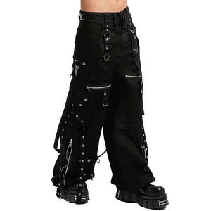 Pantalones Negros Holgados con Cadenas y Cierre de Cremallera en X para Mujer, Estilo Gótico, Punk, Ropa Urbana, Venta al por Mayor, 2026 - Product Image 2