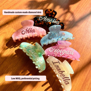 DongDong Pinces à <span class=keywords><strong>Cheveux</strong></span> en Acétate Personnalisées avec Logo, <span class=keywords><strong>Strass</strong></span> Colorés, Grandes, pour Femmes, Usage Quotidien et Cadeaux - Product Image 3