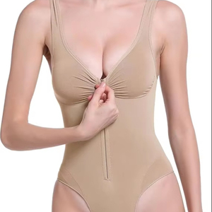 Body femme Shapewear pour femmes contrôle du ventre avant fermeture éclair Invisible sans couture col en V profond string Shapewear body - Product Image 1