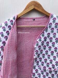 Veste bohème style floral imprimé au tampon, réversible, pour l'automne, l'hiver et l'été, style streetwear, faite main - Product Image 5