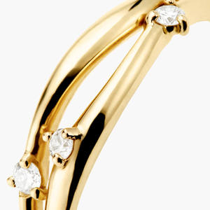 Кольцо LUCKYJIU, ювелирное изделие на заказ, водонепроницаемое, не тускнеющее, высококачественное, с покрытием из 18-каратного золота, с открытым куполом, с кубическим цирконием, многослойное, для женщин - Product Image 3