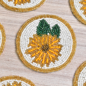 Posavasos con cuentas en forma de girasol hecho a mano, posavasos decorativos para cocina, mesa de comedor, soporte para taza de té y café, proveedor mayorista a granel - Product Image 4