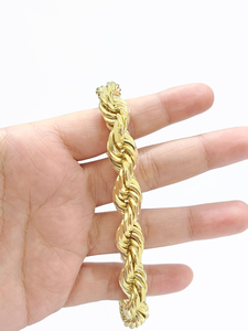 Solid 10K Yellow Gold <b>Rope</b> <b>Bracelet</b> With 10mm Width And 8.5 Inch Length Perfect For <b>Men</b> On Sale <b>Bracelet</b> With Lobster Lock - Product Image 2