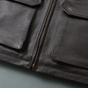 Veste en cuir vintage pour homme, style décontracté, veste de motard, manches longues, chaude, mode d'hiver pour la rue et le quotidien - Product Image 6