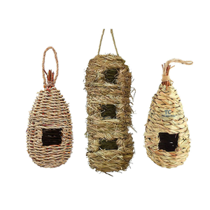 Casas de colibrí para colgar en el exterior, cabaña de hierba Natural, nido de colibrí tejido a mano, casa de pájaro, ventana, decoración del hogar al aire libre - Product Image 5