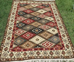 Handmade Wool Turkish Kilim Dhurrie Soumak Flat Weave Anti-Bacteria Eco-Friendly Area Rug <b>Set</b> - Product Image 1