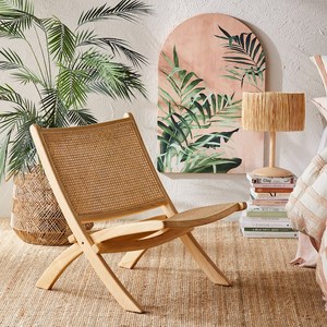 Silla de Jardín Plegable de Madera Natural y Ratán, Estilo Moderno y Resistente, Fácil de Colocar en el Parque o Sala de Estar - Product Image 5
