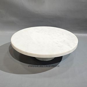 แท่นวางเค้กหินอ่อนสีขาวสุดหรูทรงกลมพร้อมขอบร่องสำหรับโชว์ขนมคุกกี้คัพเค้กและของตกแต่งบ้าน - Product Image 5