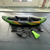 Kayak gonflable pliable pour la pêche, 2 places, en PVC, avec pagaies en aluminium, pompe et plancher en matelas pneumatique