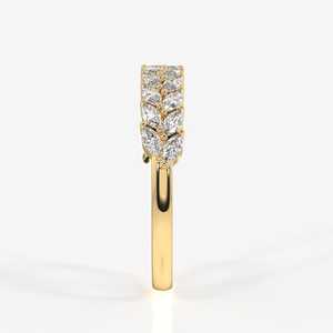 แหวนแต่งงานแบบครึ่งวงประดับมอสซาไนต์ทรงมาร์ควิสสองแถว ดีไซน์ใบไม้สุดอินเทรนด์ ทำจากเงินสเตอร์ลิง แรงบันดาลใจจากธรรมชาติ แหวนหมั้น - Product Image 3