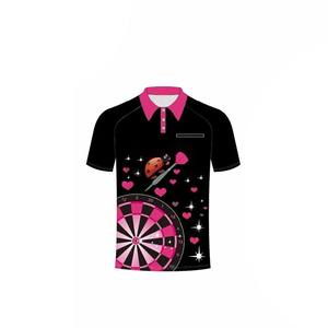 Séchage rapide personnalisé transfert de chaleur imprimé antibactérien résistant à l'eau hommes fléchettes équipe maillots compétition polos avec poche - Product Image 2