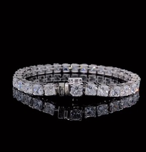IGI Certified Lab Grown <b>Diamond</b> Filled Asscher Tennis <b>Bracelet</b> Unisex 18k White Gold Unique Luxury Wedding Jewelry White <b>Diamond</b> - Product Image 1