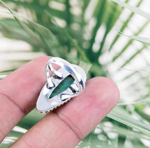 Wholesale 925 Sterling Silver Women's <b>Statement</b> <b>Ring</b> New Design Pear Cut Malachite Gemstone Bezel Setting for Party Wedding Wear - Product Image 2