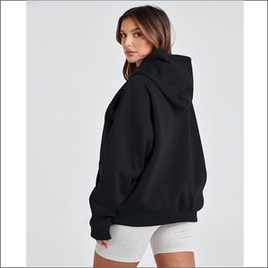 Lauweion, sudadera holgada con capucha para mujer, sudadera básica sólida de lana con bolsillo de canguro, jersey de manga larga, patrón de estampado de hombros caídos - Product Image 4