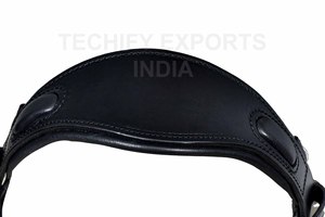 Bridon de cheval en cuir noir de qualité supérieure avec bride sans mors réglable et couronne rembourrée - Product Image 4