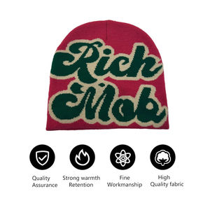 Gorro personalizado Jacquard con letras-Bordado a mano e impresión de hojaldre-Tejido Jacquard de alta calidad-Fabricante mayorista - Product Image 5