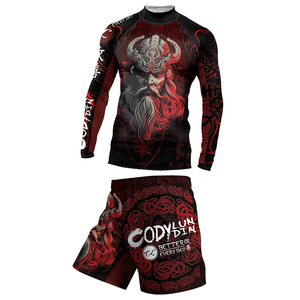 Bulk MMA Rashguard Set <b>Men</b> <b>Compression</b> <b>Shirt</b> Pants Quick Dry Breathable Eco-Friendly UPF50+ Front BJJ Gym Workout Fitness - Product Image 2