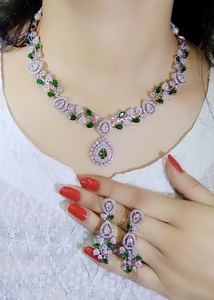 Indian Women Jewellery Luxury American Diamond <b>Necklace</b> Set For Women Bridal Party Jewellery With Multi Colour Stones - Product Image 5