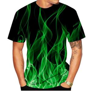 Cool Fire Flame 3D Print T-Shirts Hommes T-shirt à manches courtes Streetwear Top surdimensionné Vêtements pour enfants - Product Image 5