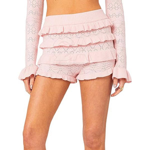 กางเกงขาสั้นมีระบายสำหรับผู้หญิงกางเกงขาสั้นมีระบายน้ำหนักเบาระบายอากาศได้ดี - Product Image 1