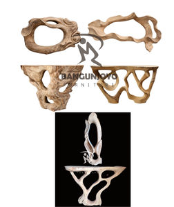 Custom Modern Living Room Console Table Mirror High-End Furniture SUAR Collection Solid <b>Wood</b> Oak Extendable <b>Sofa</b> Application - Product Image 4