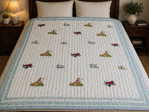 Hand Block Print Quilt Jaipuri Razai Cotton Bedspread Floral Bedding Lightweight Summer Quilt King Queen Animal Print Quilts - Product Image 1