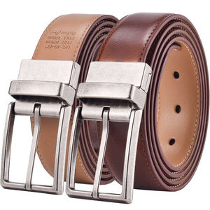 Ceinture en cuir véritable réversible pour homme 3.2cm marron kaki respirant OEM avec boucle rotative pour vêtements - Product Image 1