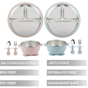 2025 in acciaio inox BPA Free Food paper ciotole Set Design diviso in Silicone rimovibile ventosa modello animale - Product Image 3