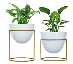 Support à plantes moderne en fer forgé, pot à fleurs sur pied, finition noire en poudre, pour maison, villa, hôtel - Product Image 3