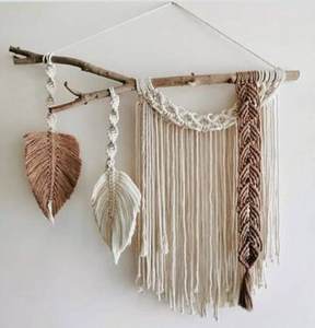 Mộc Mạc Bohemian tường treo handmade macrame với cổ điển nút làm việc và dài rìa artful trang trí cho không gian sống - Product Image 3