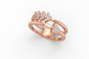 Anillo Abierto con Diseño de Punta de Flecha y Corona en Oro de 14K y Diamantes Naturales para Mujer - Product Image 3