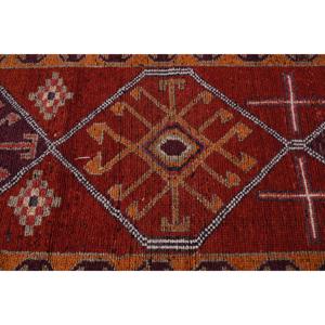 2.9x10.3 ft Turkish Rug, Vintage <b>Runner</b> Rug, <b>Red</b> Brown Floral Wool Rug - Product Image 5