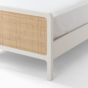 Lujosas camas de madera para muebles de dormitorio Diseño minimalista Cama king size con cabecero de ratán Camas de madera maciza - Product Image 5